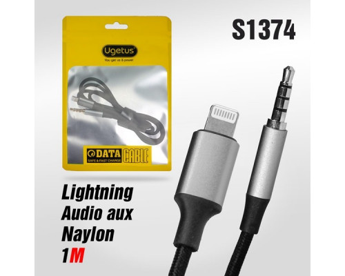 Аудио-Кабель Ugetus UG05 Lightning  на Audio aux 1м (black)