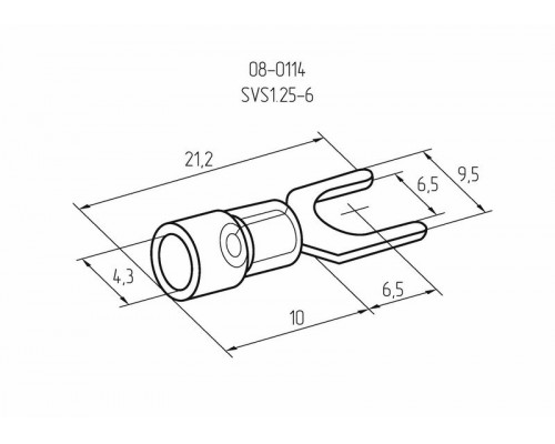Наконечник вилочный изолированный 6.5 мм 0.5-1.5 мм² (НВи 1.5-6) красный REXANT
