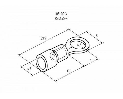 Наконечник кольцевой изолированный ø 4.3 мм 0.5-1.5 мм² (НКи 1.5-4/НКи 1,25-4) красный REXANT
