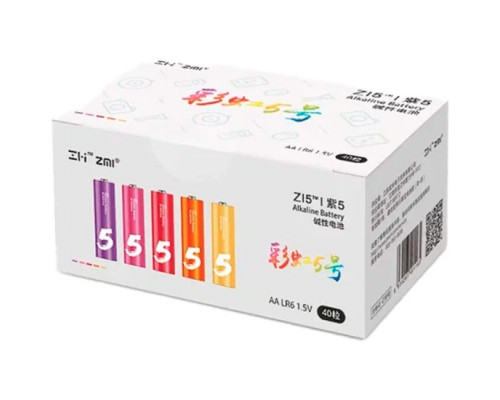 Батарейки алкалиновые Xiaomi ZMI Rainbow Zi7 типа AAA (уп. 40 шт) (AA740 Colors) разноцветные
