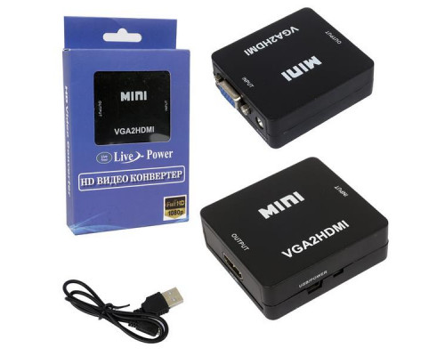 Адаптер H126 Mini VGA2HDMI 1080p Converter (Black)