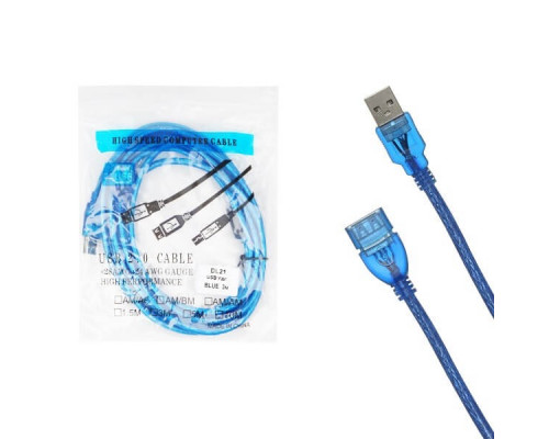 Кабель удлинитель DL21 USB2.0 M/F с фильтром 3м (blue)