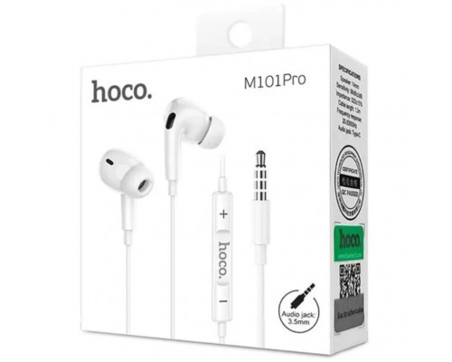 Наушники HOCO M101 Pro Crystal sound wire-controlled earphones with microphone (белый)
