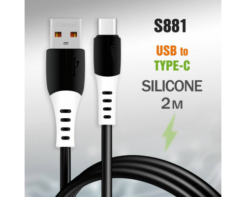 Кабель USB R-82 Type-C 2м 3,0 А силиконовый черный (S881) (без упаковки)