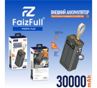 Внешний аккумулятор (Power Bank) FL60 black 22,5W 30,000mAh (PD)(солнечный)