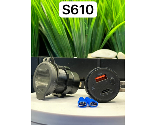 Разъем Usb в авто (врезные) 12V-24V 2USB CR1035 (Круглый) QC3.0 + PD30W + Вольтметр