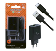 Сетевое зарядное устройство LP S40t QC3.0 5V/3.1A 1USB + кабель Type-C 1м black