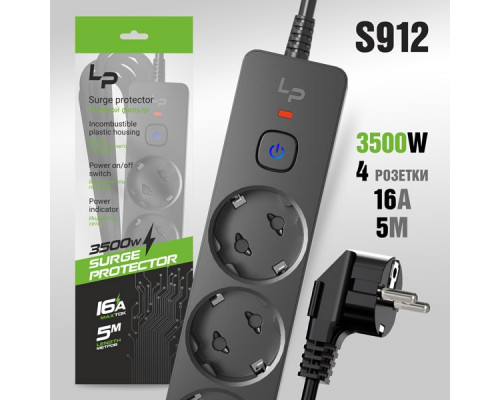 Сетевой фильтр-удлинитель Live-Power LP5125 4р. С/З 16А с выкл. 5м (black)