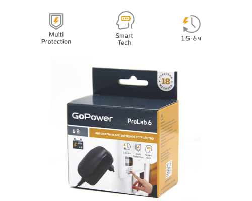 З/У для свинцово-кислотных аккумуляторов 6V GoPower ProLab 6 1.0A (1/100)
