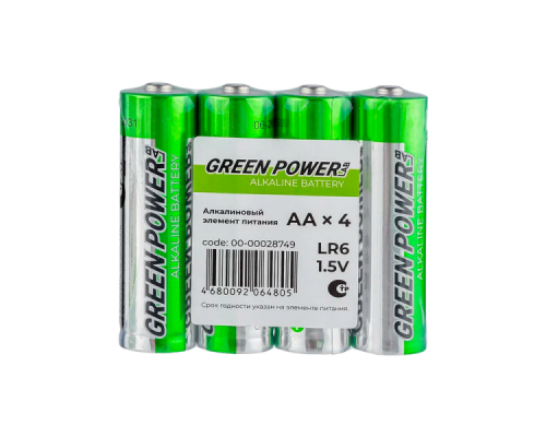 Батарейка GREEN POWERlab LR6 AA Shrink 4 Alkaline 1.5V (4/40/1000)