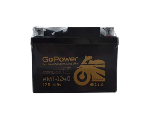 Аккумулятор для мототехники GoPower AMT-1240 12V 4Ah клеммы под болт M5 (1/10)