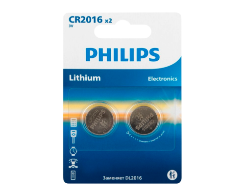 Батарейка Philips CR2016 BL2 Lithium 3V (2/40/400)