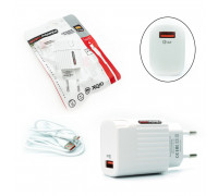 Сетевое зарядное устройство MRM XQ10 QC3.0 5V/3.1A 18W 1USB + кабель Type-C 1м White