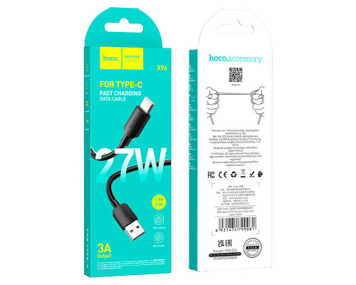 Кабель USB Hoco X96 Type-C 1000mm 27W (black)