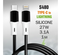 Кабель USB PD82L Type-C-L 3.1A 27W 1000mm Силиконовый (Black)