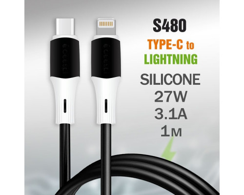 Кабель USB PD82L Type-C-L 3.1A 27W 1000mm Силиконовый (Black)