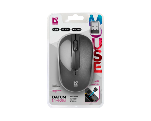 Мышь беспроводная Defender MM-285 Datum классическая USB черный (1/40)