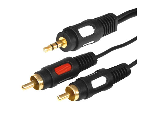 Шнур 3.5мм "шт" стерео - 2 x RCA "шт" "позолоченный" OD4.0x8.0мм 1.5м
