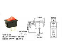 Клавиша малая  2 конт.  КСD1 - 603AB1 BRA1C красная