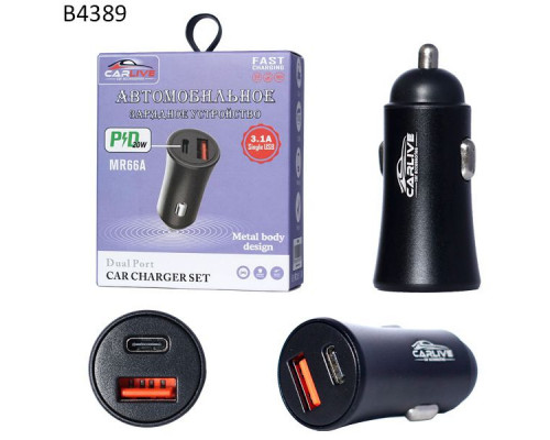 Автомобильное зарядное устройство MR66A 1USB + PD 5V/3.1A (Black) в коробочке