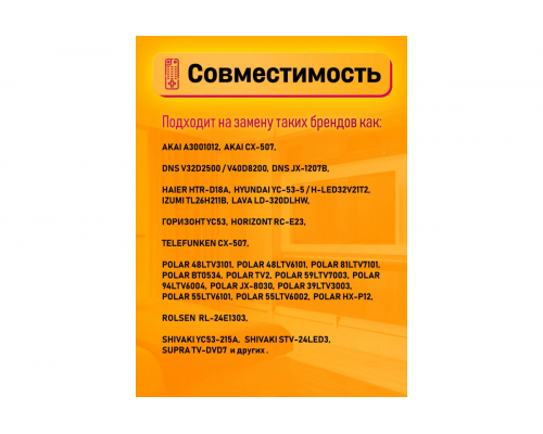 Пульт универсальный RM-L1153+3 (Akai/Aoc/Dexp/DNS/DOffler/Elenberg/ERISSON/Fusion/HARPER/HYONDAI/