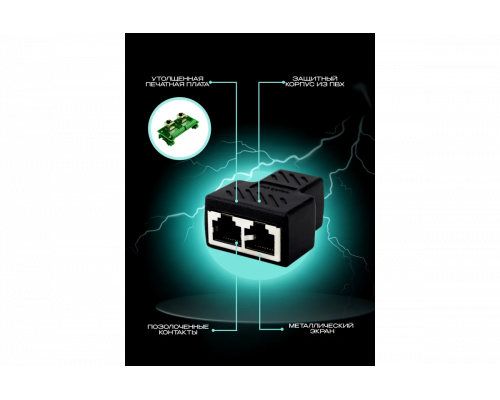 Разветвитель для интернет кабеля на 2 порта RJ45 HD58 (1 ШТ) DREAM STYLE