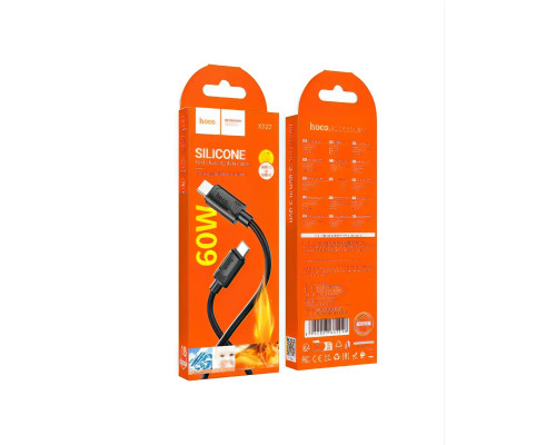 Дата-кабель HOCO X122 Benefit 60W silicone charging data cable C to C (черный)