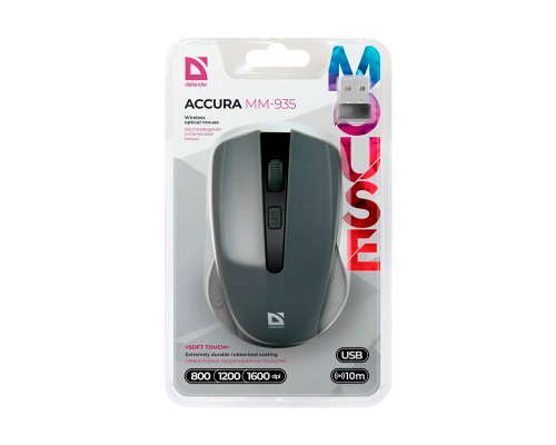 Мышь беспроводная Defender MM-935 Accura классическая USB серый (1/40)