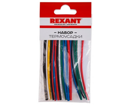 Набор термоусаживаемых трубок ТУТ нг №4 SMALL TUBE 2:1, упаковка 20 шт. по 10 см REXANT