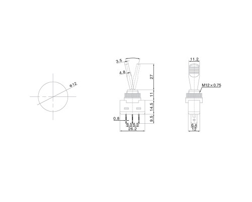 Тумблер 12В 20А (3c) вкл-выкл однополюсный с синей подсветкой (ASW-13D) REXANT
