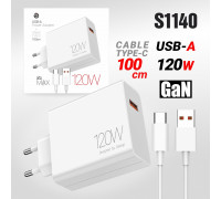 Сетевое зарядное устройство deespi DE09 120W+кабель Typec-C 1м White