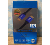 Шнур HDMI-HDMI 2.1,8К,Premium quality,1,5м,силикон (A3331)