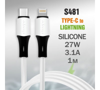 Кабель USB PD82L Type-C-L 27W 1000mm силиконовый (White)