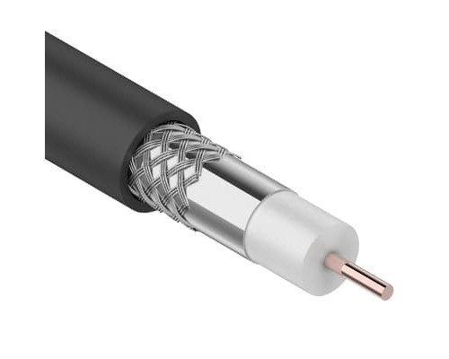 Кабель коаксиальный RG-6U, 75 Ом, CCS/Al/Al, 48%, 100 м, OUTDOOR, черный, PROconnect