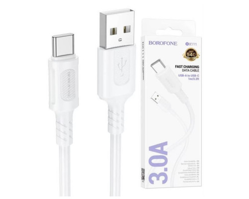 Дата-кабель BOROFONE BX111 Feliz 3.0A Type-C (белый)