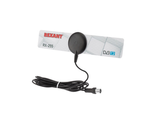ТВ антенна комнатная для цифрового телевидения DVB-T2 на присоске, RX-255 REXANT