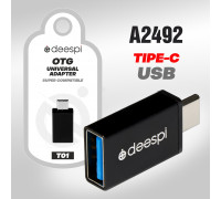 OTG переходник deespi T01  Type-C на USB Metal (black)