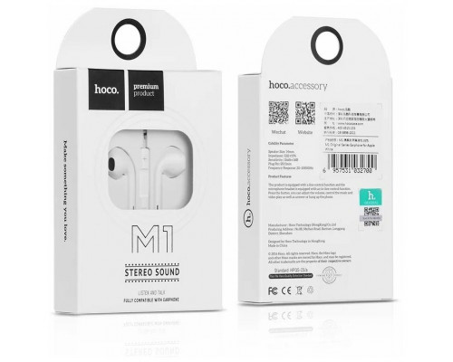 Наушники HOCO M1 Original for Apple white