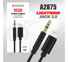 Аудио-Кабель deespi CQ003  Lightning на Audio aux 1м (black)