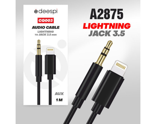 Аудио-Кабель deespi CQ003  Lightning на Audio aux 1м (black)