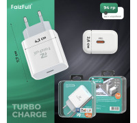 СЗУ Блок в блистере FaizFull FC216 Super Fast Charge USB-C 25W Gan
