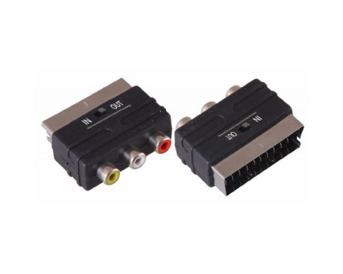Переходник шт. SCART-3RCA+гн.SVHS с переключателем
