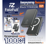 Внешний аккумулятор (Power Bank) FaizFull FL128 10,000mAh USB-C 22,5W (беспроводной MagSafe) Black T