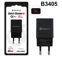 СЗУ 5V/3,1A Deespi S20 1USB 18W Black (B3405)