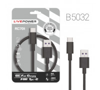 Кабель USB RC70 Type-C 6A 1000mm (Black) (B5032)