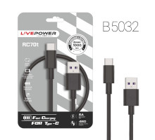 Кабель USB RC70 Type-C 6A 1000mm (Black) (B5032)