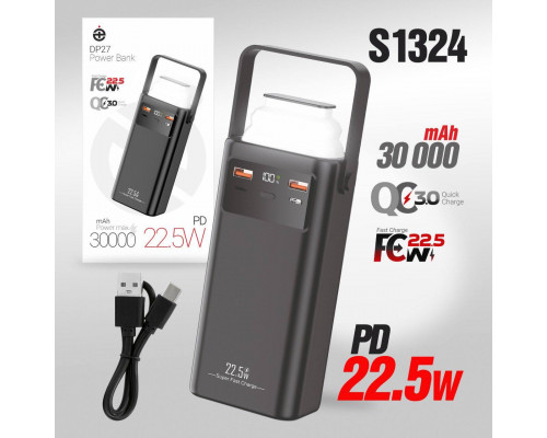 Внешний АКБ (Power bank) Deespi  DP27 30000mAh PD20W/Fast 22.5W/Display/с проводами (Black)
