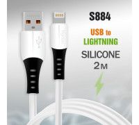 Кабель USB R82 Lightning силиконовый 2000mm (White) без упаковки