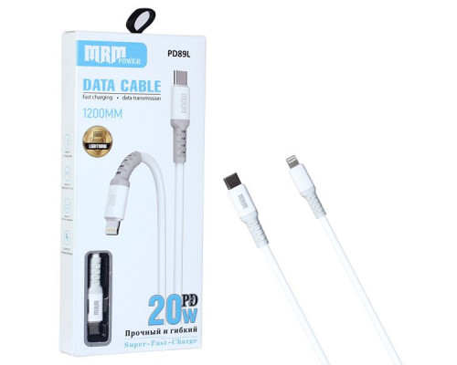 Кабель USB MRM PD89L Type-C-L 3.1A 20W 1200mm (White)