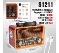 Радиоприемник deespi РЕТРО-стиль RE-02 BT/AM/FM/SW/USB/AUX/MicroSD
